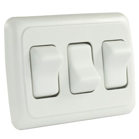 JR PRODUCTS JR Products 12025 On/Off Switch with Bezel - Triple Switch, White 12025